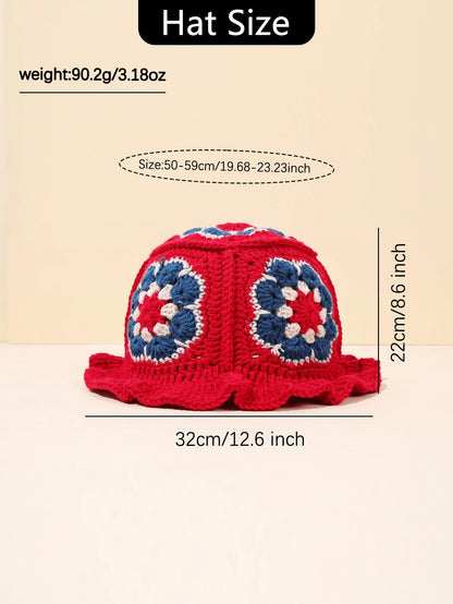 Vintage Crochet Floral Bucket Hat