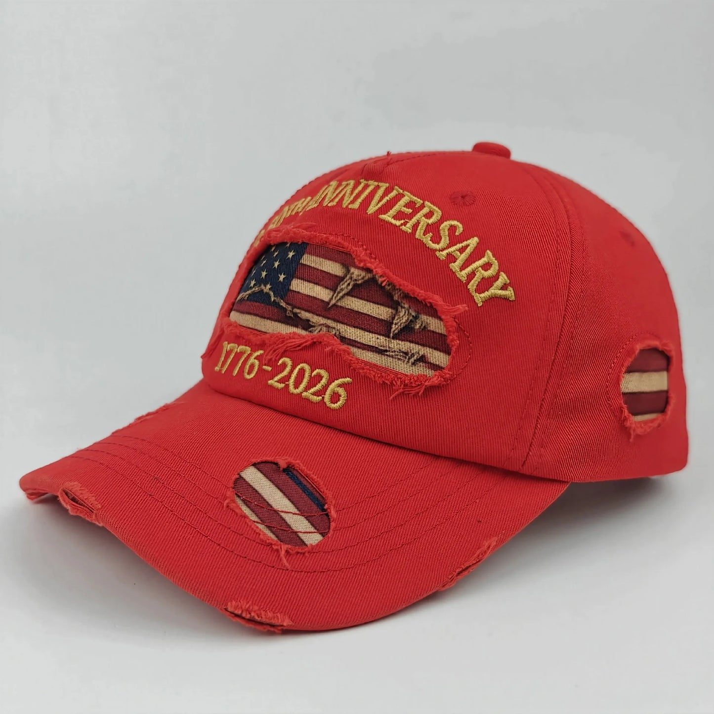 Retro Washed Distressed Cotton Peaked Cap Printed Embroidered