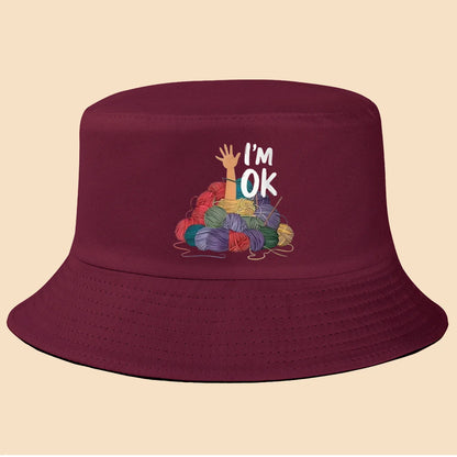 I'm Fine Text Print Bucket Hat