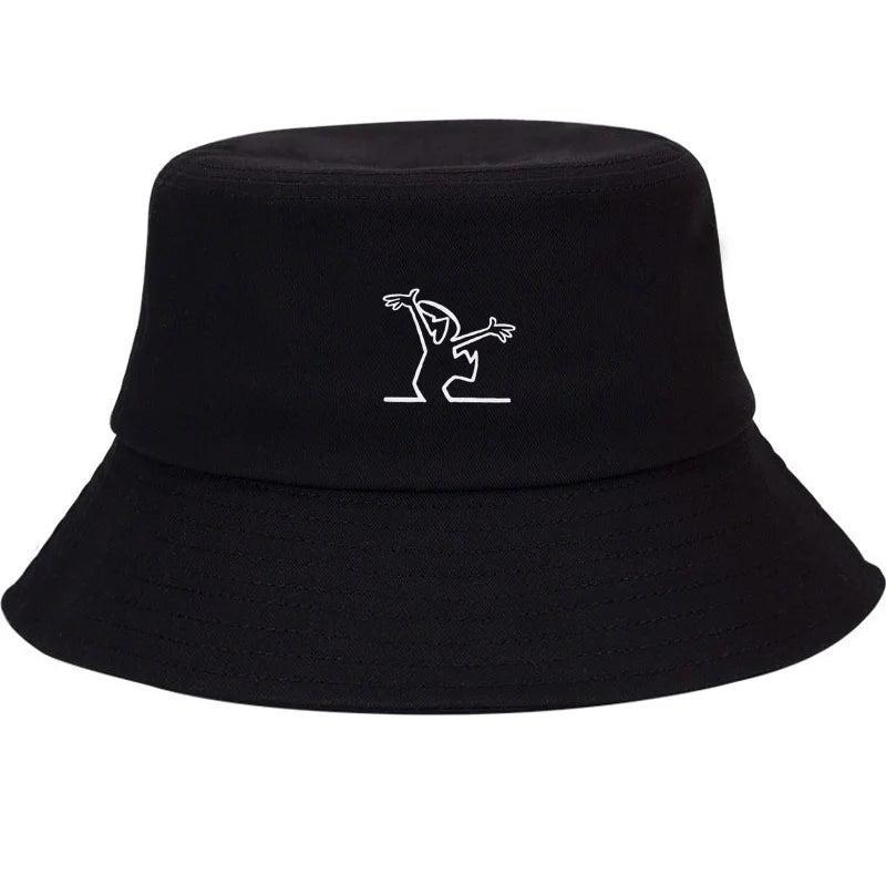 Dancing Figure Cotton Wide Brim Bucket Hat