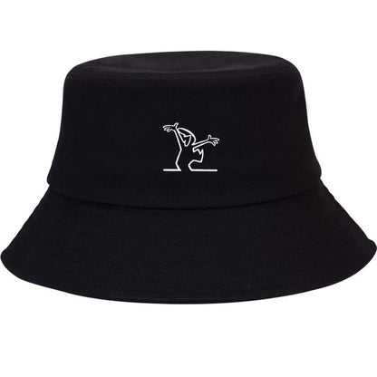Dancing Figure Cotton Wide Brim Bucket Hat