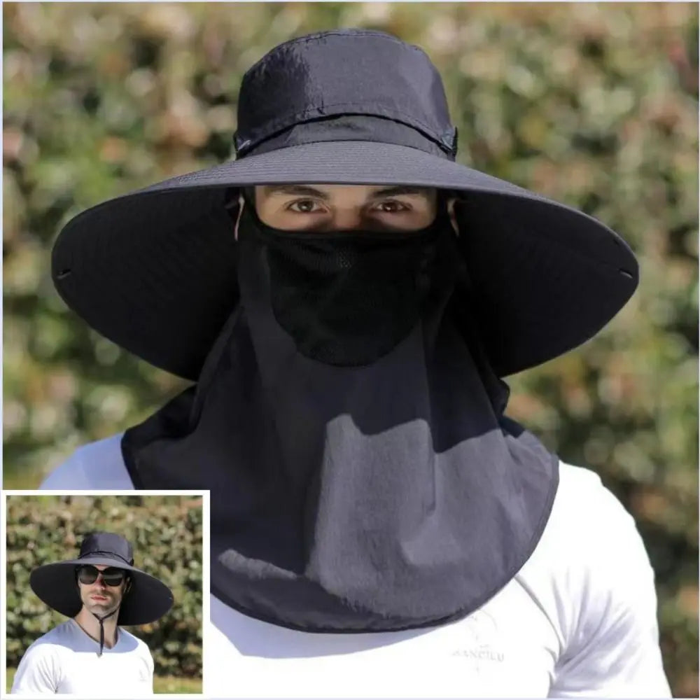 Quick-Dry Wide Brim Bucket Hat With Removable Flap