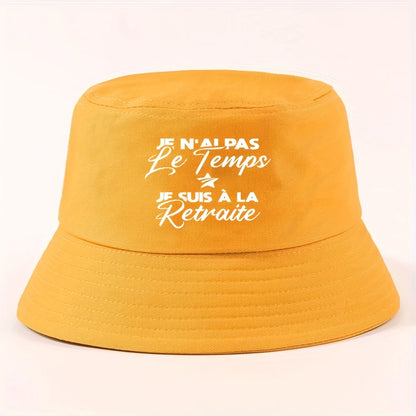 Star Text Wide-Brim Bucket Hat