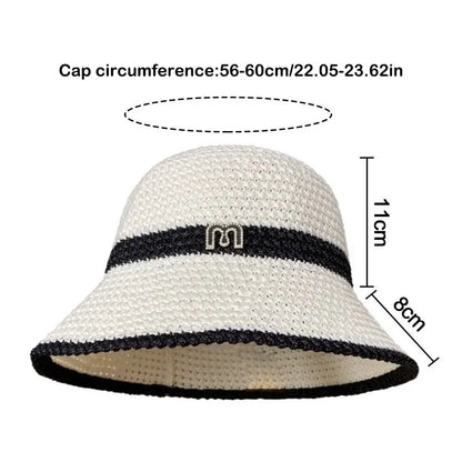 Foldable Letter Decor Holiday Beach Bucket Hat Sun Cap