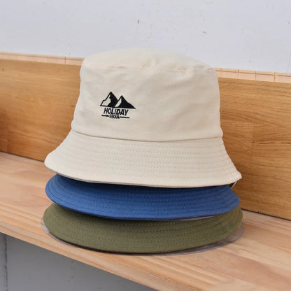 Embroidery Cotton Bucket Hat For Men Summer Sunscreen Panama Cap