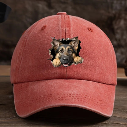 Distressed Wolf Dog Retro Baseball Cap
