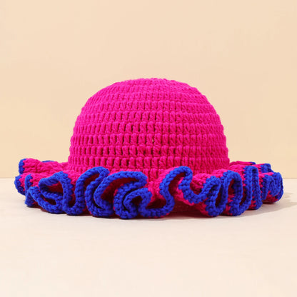 Women Multi Color Crochet Ruffle Fisherman Hat