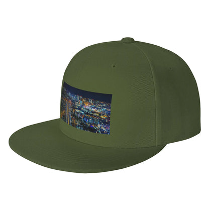 Vibrant Neon Cityscape Illuminated Skyscrapers Night Snapback Cap