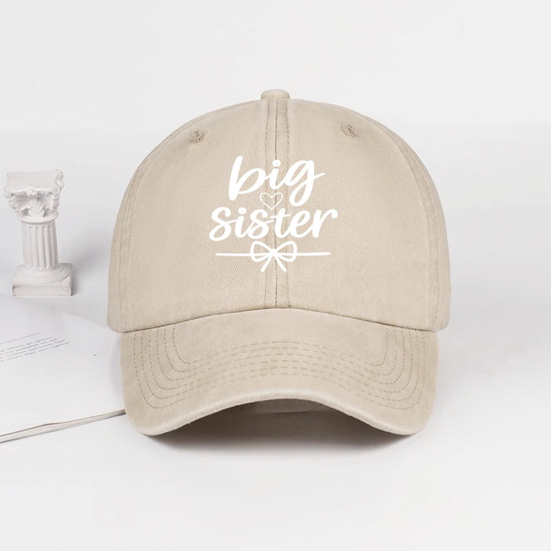 Big Sister Print Washed Baseball Cap Adjustable