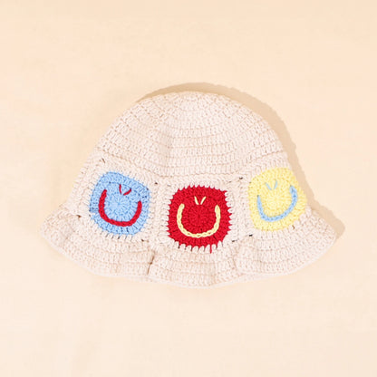 Smiley Knitted Warm Bucket Hat