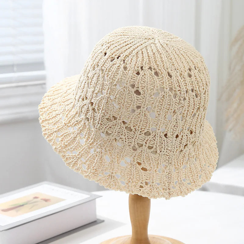 Women's Knitted Bucket Hat For Spring Summer Size 56-58cm