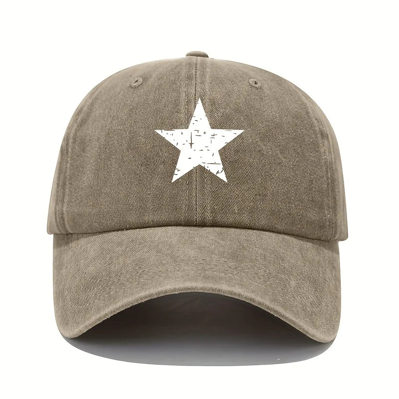 Retro Star Print Washed Baseball Cap
