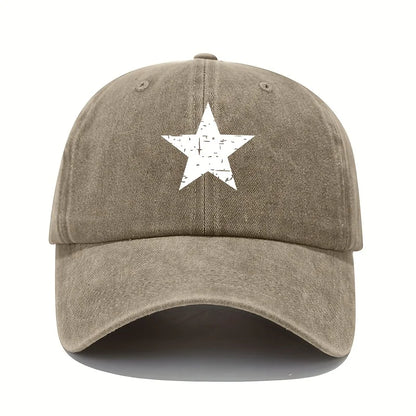 Retro Star Print Washed Baseball Cap