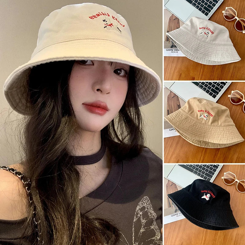 Cute Dog Embroidered Fisherman Bucket Hat