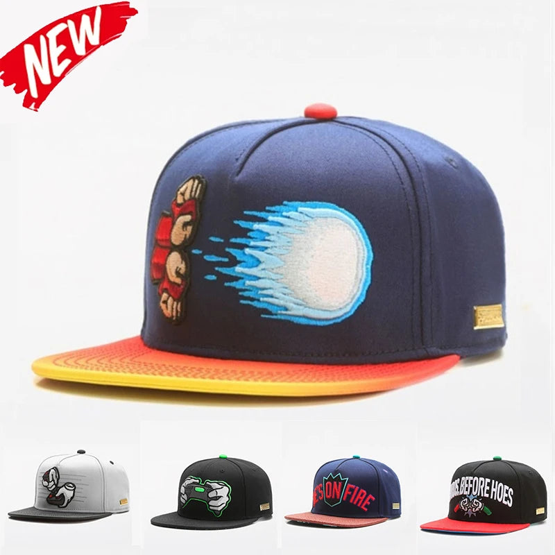 Luxury Embroidered Cotton Flat Brim Snapback Cap
