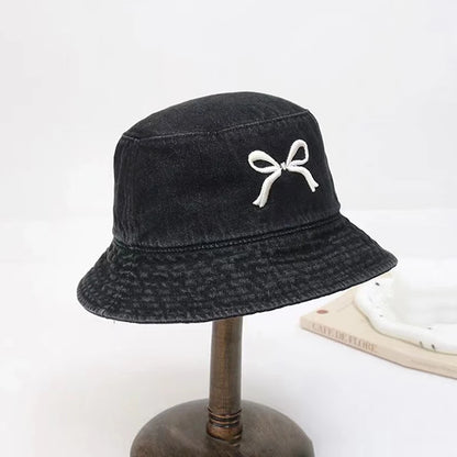 Embroidered Butterfly Denim Bucket Hat