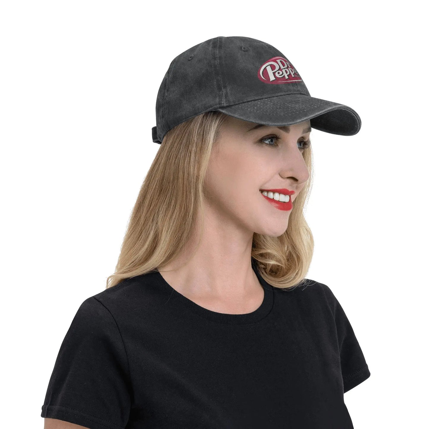 Dr Pepper Letter Baseball Cap Casual Distressed Washed Drink Snapback Hat For Men Women Outdoor Summer Adjustable Hats Cap