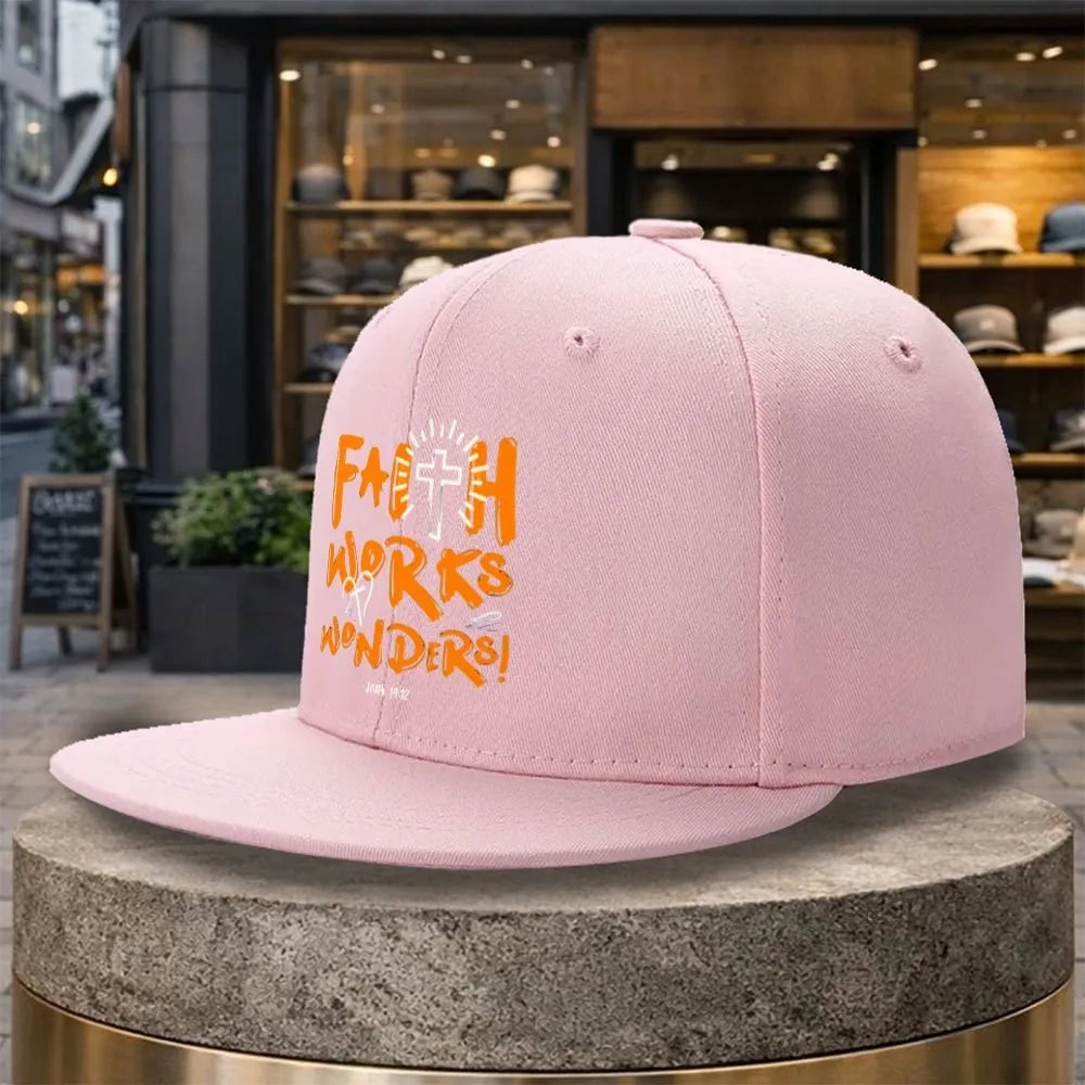 Faith Works Cross Print Snapback Cap