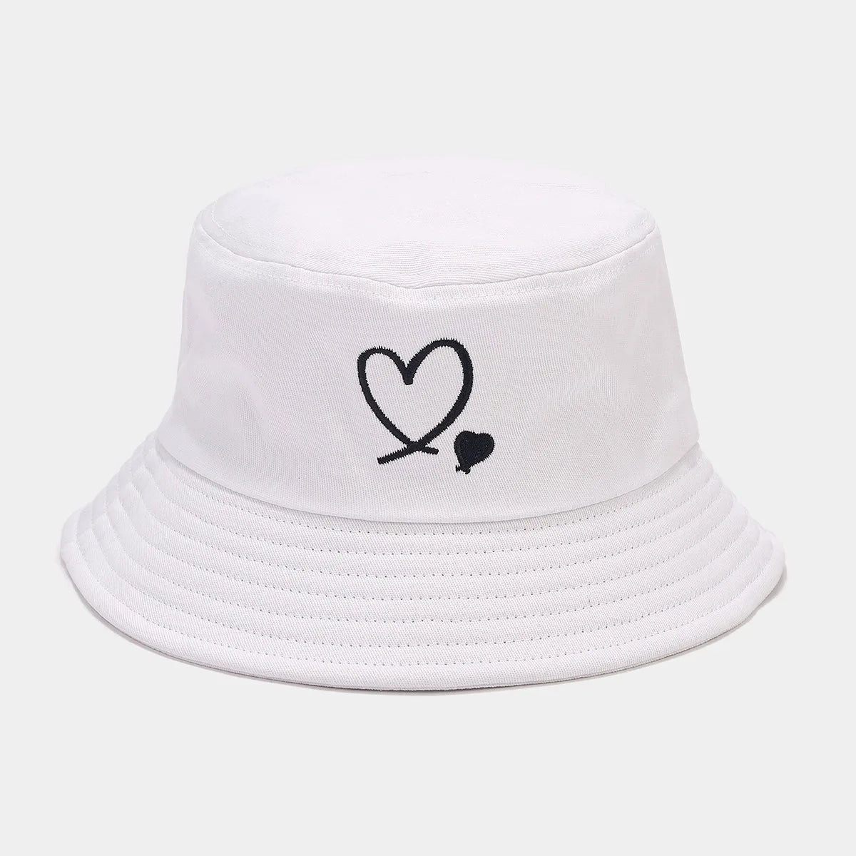 Reversible Heart Embroidery Bucket Hat Set