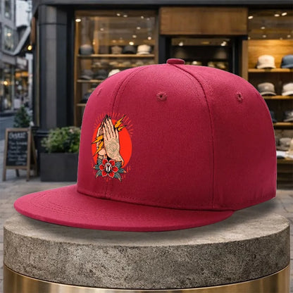Praying Hands Lightning Rose Snapback Cap