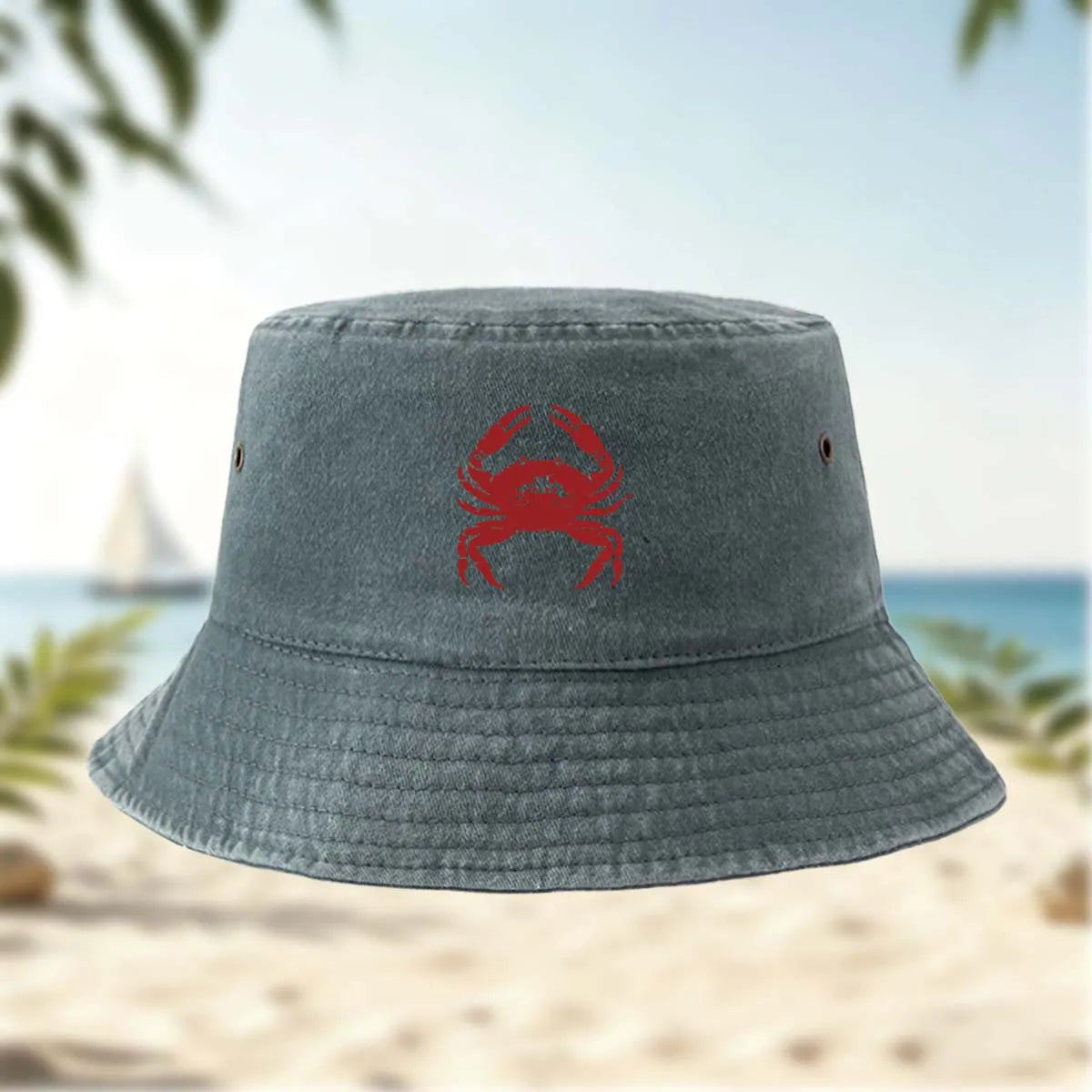 Red Crab Print Bucket Hat