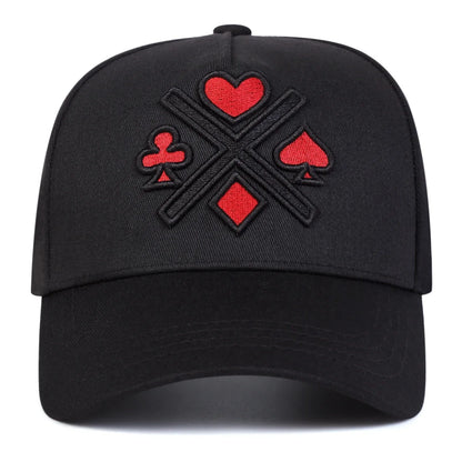 Unisex Poker Embroidery Baseball Caps Spring Autumn Outdoor