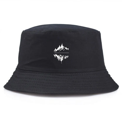 Vintage Mountain Print Cotton Fisherman Bucket Hat