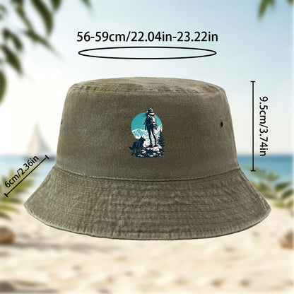 Man With Dog Mountain Bucket Hat
