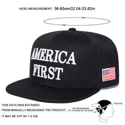 America First Embroidered Hip Hop Snapback Cap