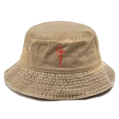 Jesus God Cross Bucket Cap Distressed Hats Cap