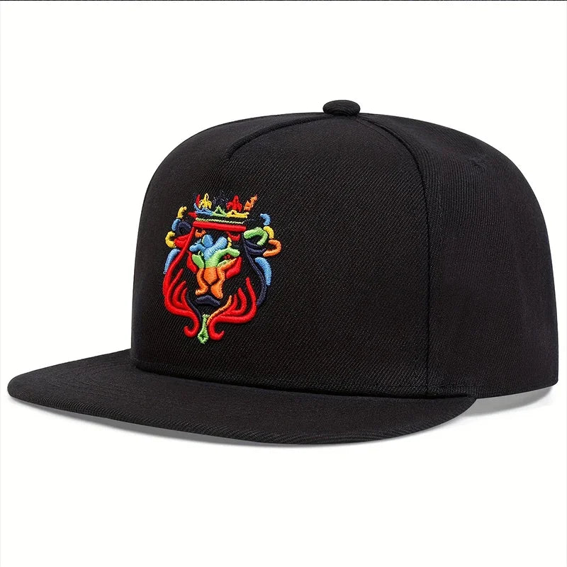 Men Women Lion Embroidered Snapback Cap