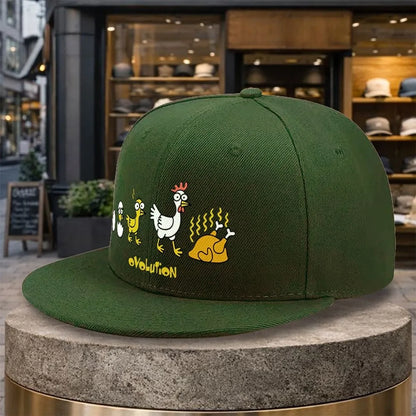 Chicken Evolution Flat Brim Unisex Snapback Cap