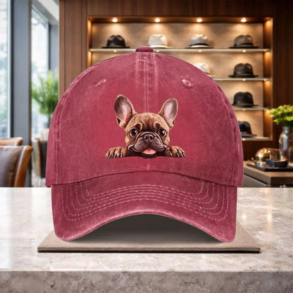 French Bulldog Trendy Denim Baseball Cap