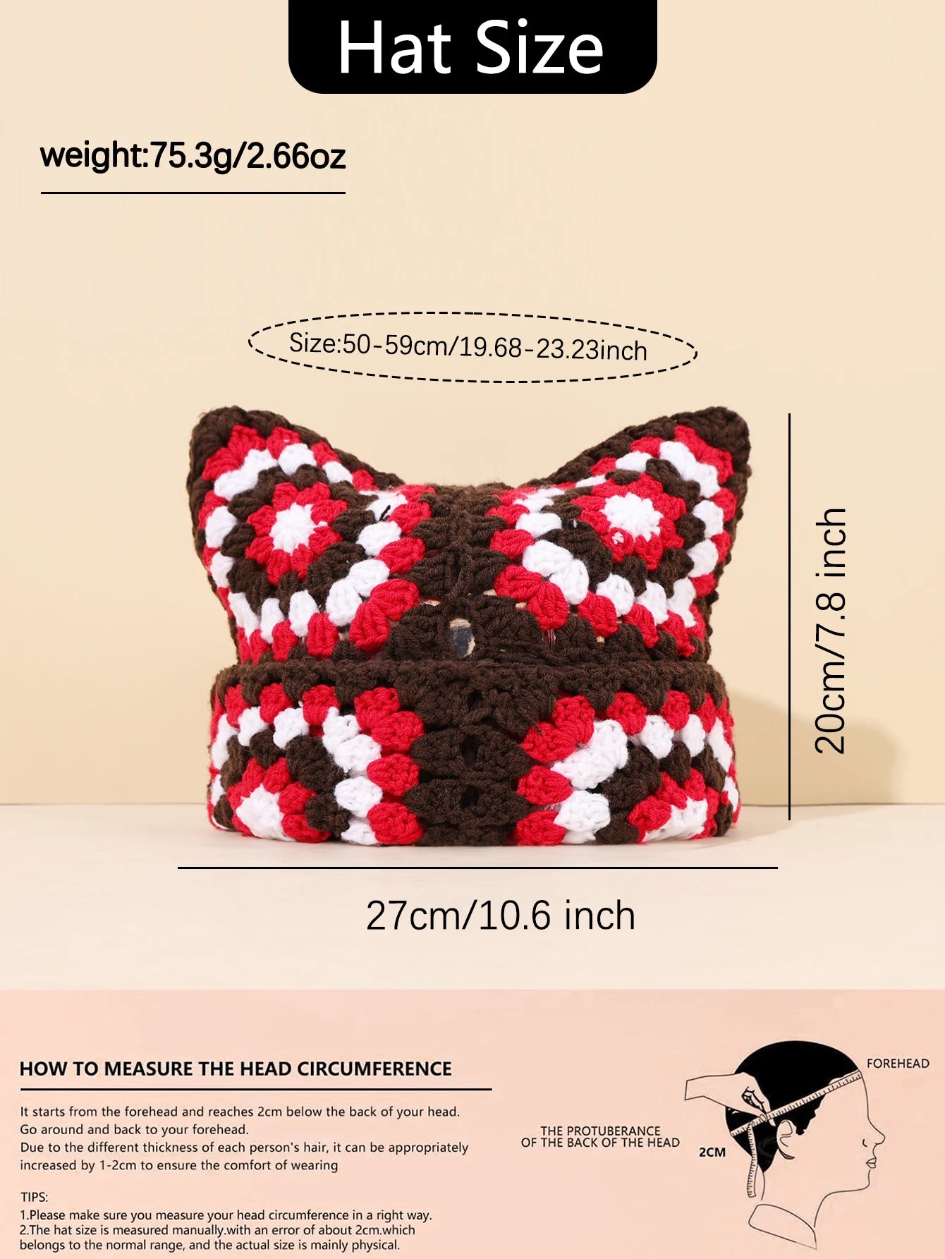 Cute Cat Ear Crochet Bucket Hat