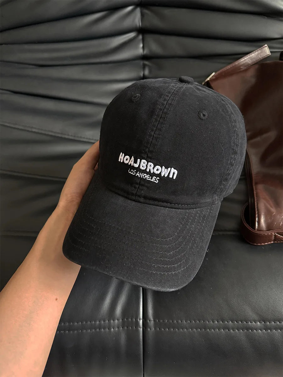 Korean Style Washed Baseball Cap With Letters