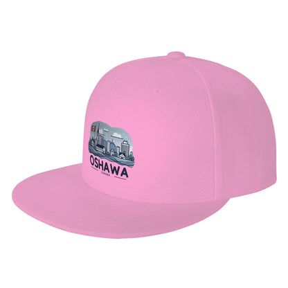 Oshawa Ontario Canada Blue Cityscape Skyline Flat Brim Snapback Cap