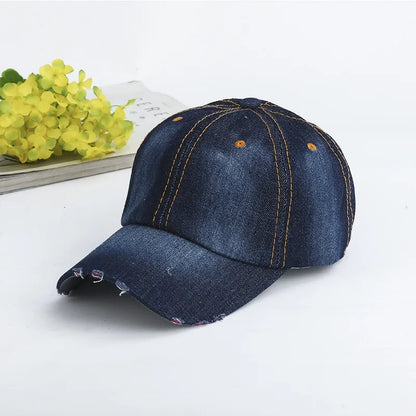 Vintage Washed Cotton Baseball Cap Men Women Denim Dad Trucker Hat Outdoor Adjustable Snapback Cap