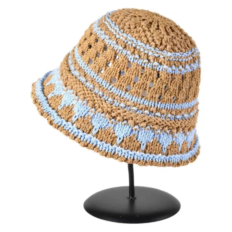 Color Blocked Woven Fisherman Bucket Hat