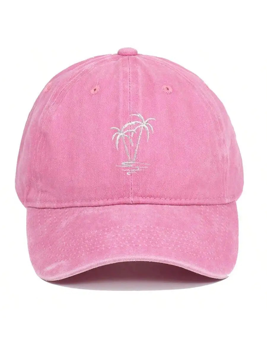 New Fashion Unisex Washed Cotton Cap Coconut Tree