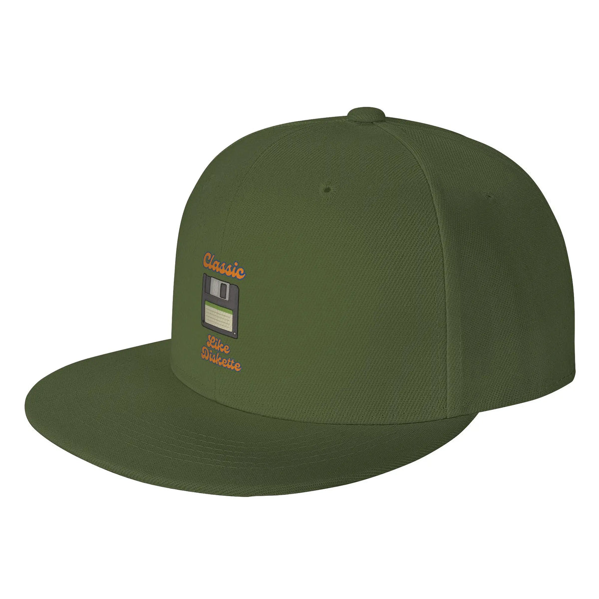 Classic Diskette Retro Flat Brim Lazy Style Snapback Cap