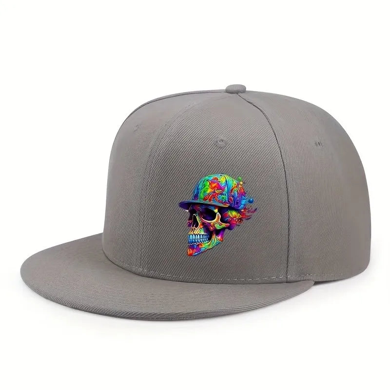 Multicolor Psychedelic Skull Snapback Cap