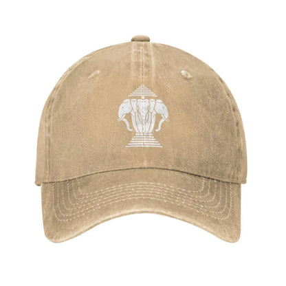 Laos Three Elephant Washed Denim Cap