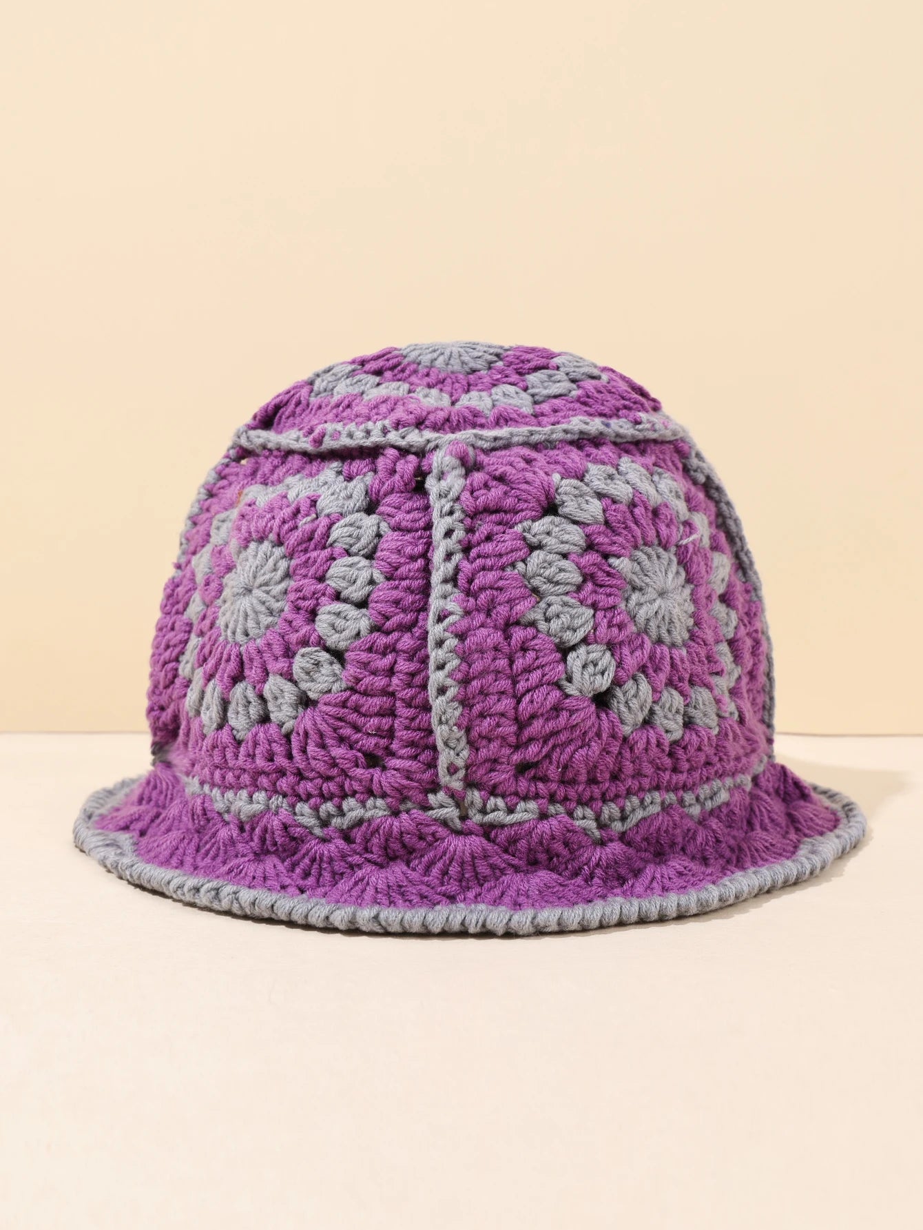 Women Vintage Geometric Crochet Bucket Hat