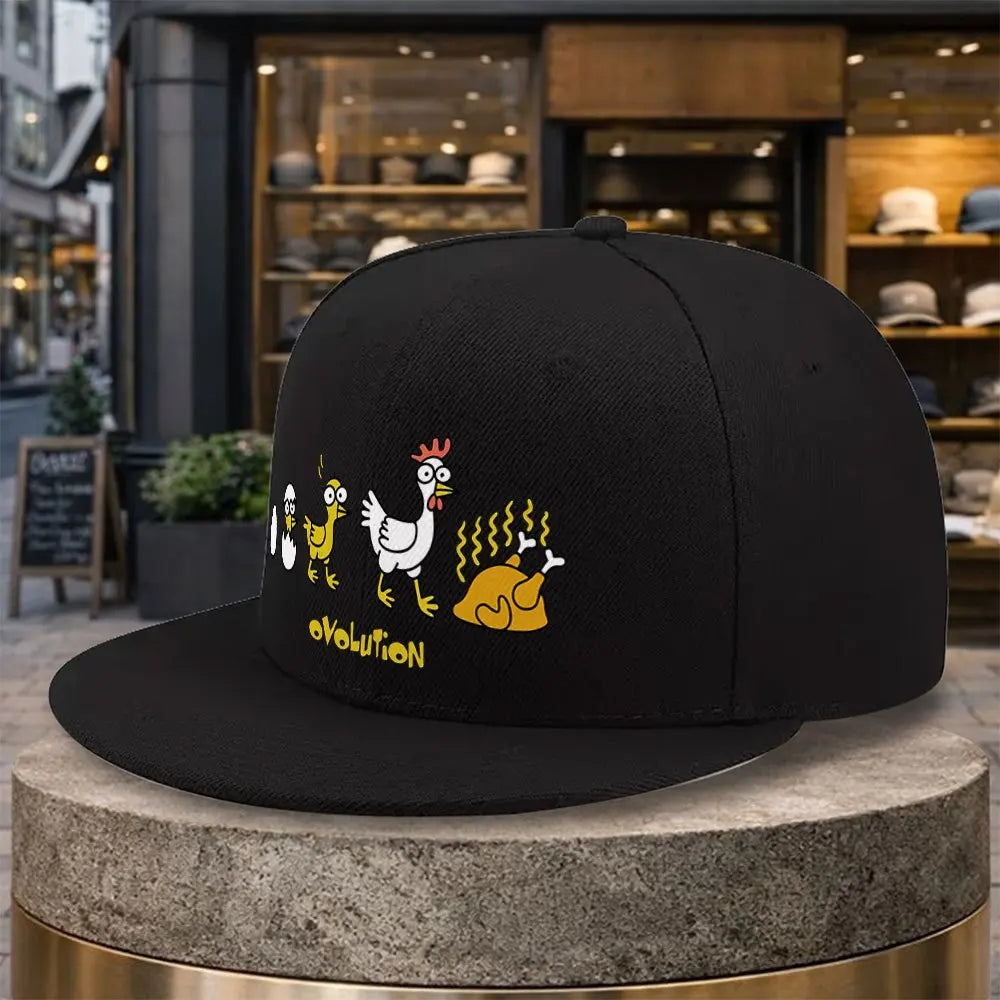 Chicken Evolution Flat Brim Unisex Snapback Cap