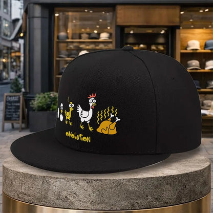 Chicken Evolution Flat Brim Unisex Snapback Cap