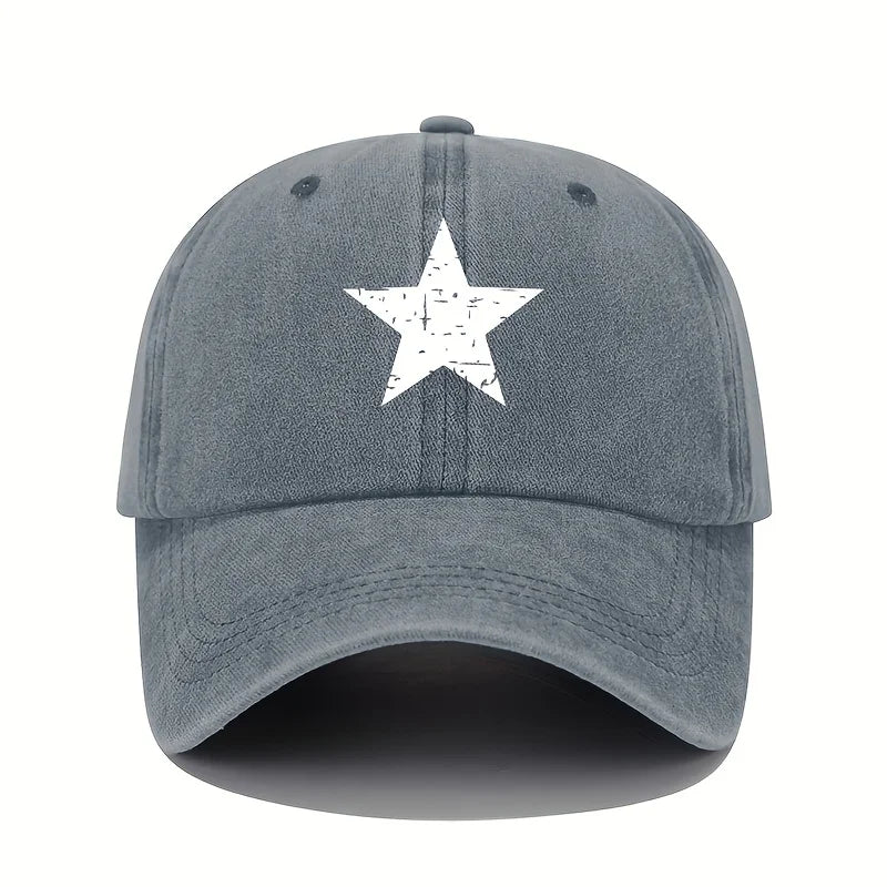 Retro Star Print Washed Baseball Cap