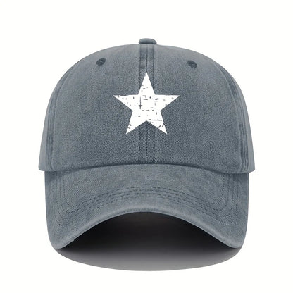 Retro Star Print Washed Baseball Cap