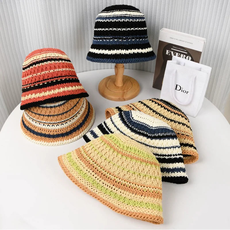 Gradient Striped Beach Fisherman Bucket Hat