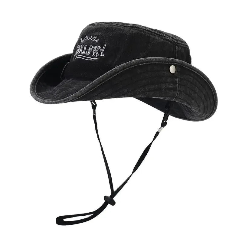 Cotton Letter Embroidery Bucket Hat