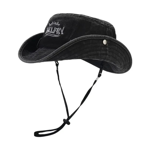Cotton Letter Embroidery Bucket Hat
